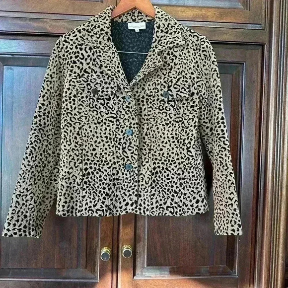 Women's Monterey Bay Leopard Print Jacket Blazer Suit Size 6 Brown VTG - Picture 15 of 15